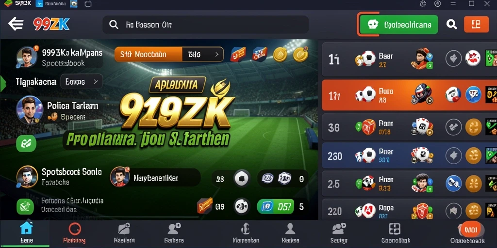 Tampilan menarik dari aplikasi Sportsbook 99ZK saat melakukan taruhan.