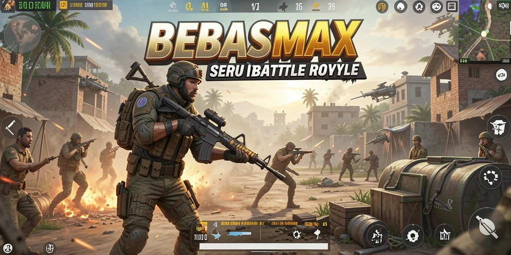 Tampilan menarik dari permainan Battle Royale BEBASMAX dengan berbagai aksi mendebarkan.