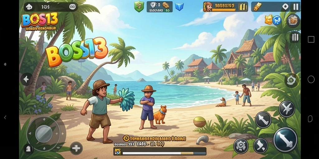 Tampilan gameplay <strong>BOS13</strong> yang penuh warna dan interaktif.