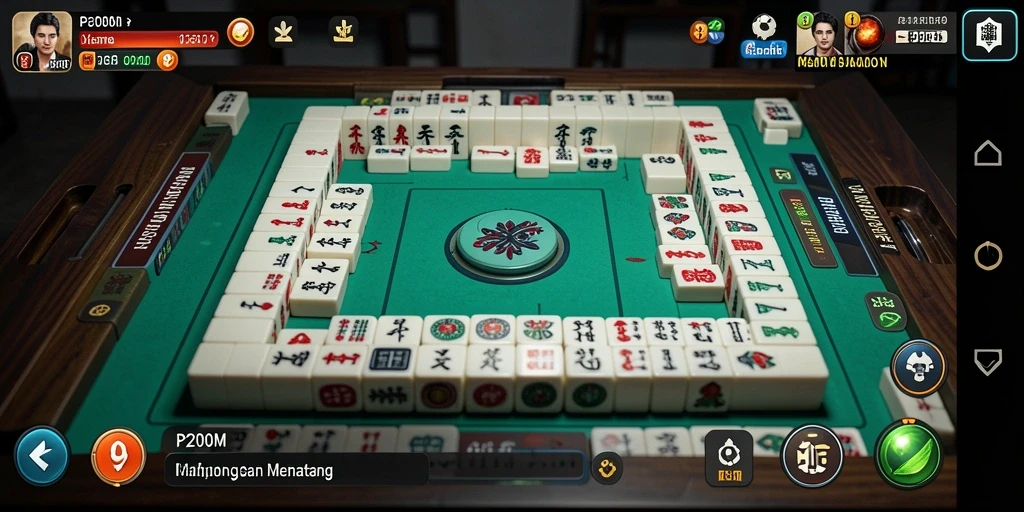 Screenshot gameplay P200M yang menunjukkan suasana permainan Mahjong yang seru.