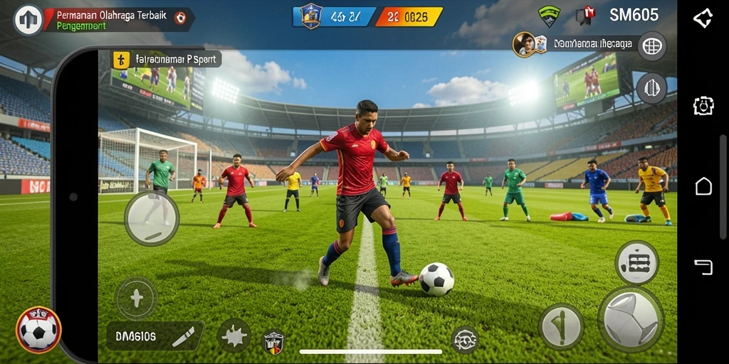 Gameplay SM605 yang penuh aksi dalam pertandingan olahraga seru.